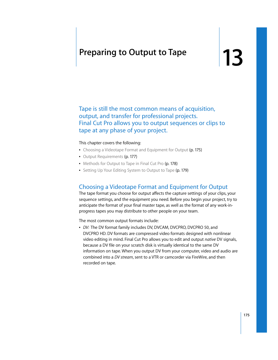 Preparing to output to tape, Chapter 13, See chapter 13 | Preparing to output to, Tape | Apple Final Cut Pro 5 User Manual | Page 1526 / 1868