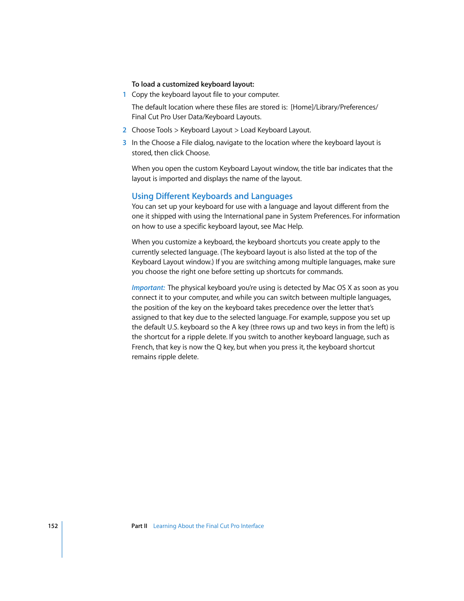 Using different keyboards and languages, Using different, Keyboards and languages | Apple Final Cut Pro 5 User Manual | Page 153 / 1868