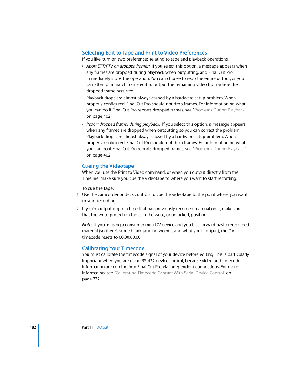 Cueing the videotape, Calibrating your timecode | Apple Final Cut Pro 5 User Manual | Page 1533 / 1868