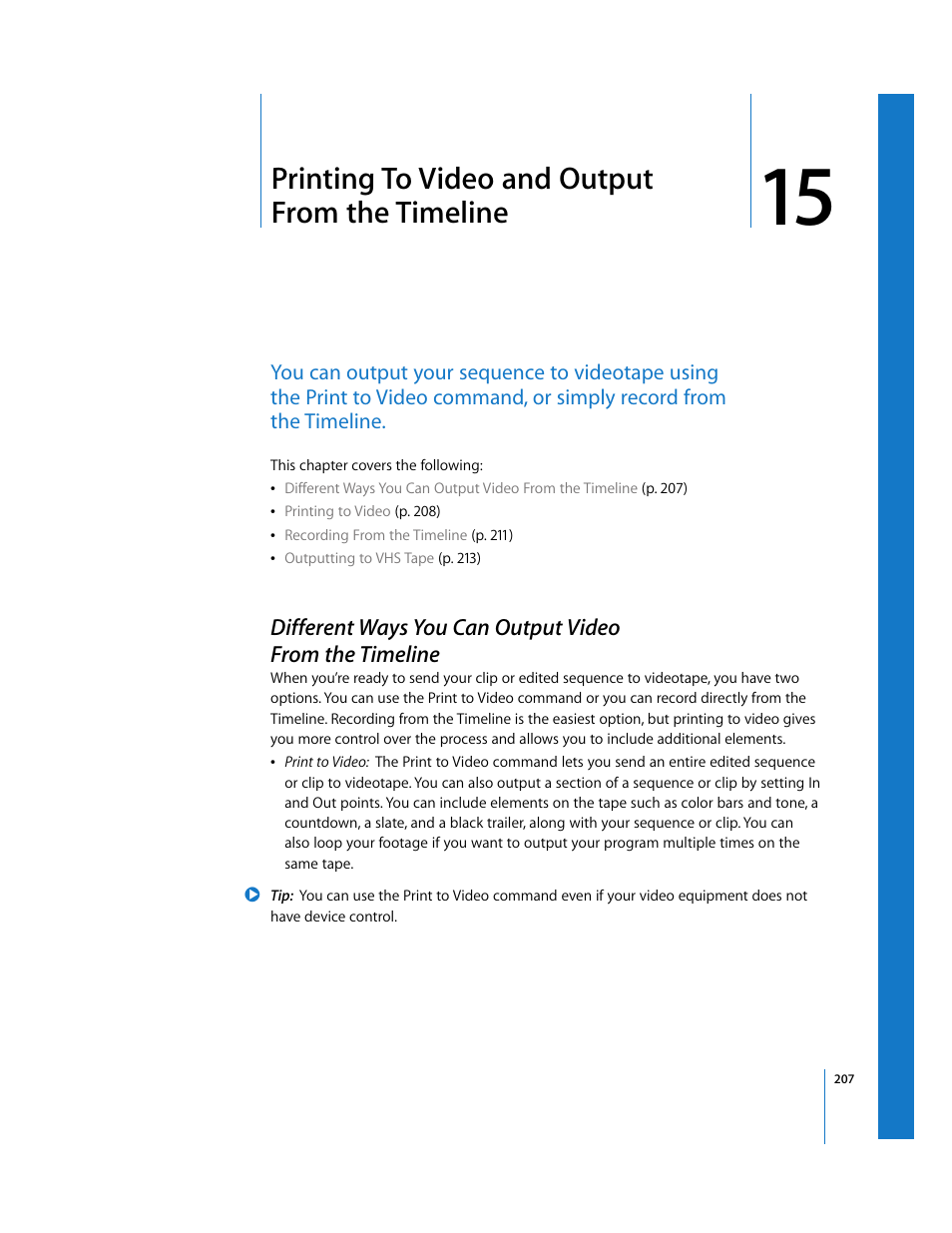 Printing to video and output from the timeline, Chapter 15 | Apple Final Cut Pro 5 User Manual | Page 1558 / 1868