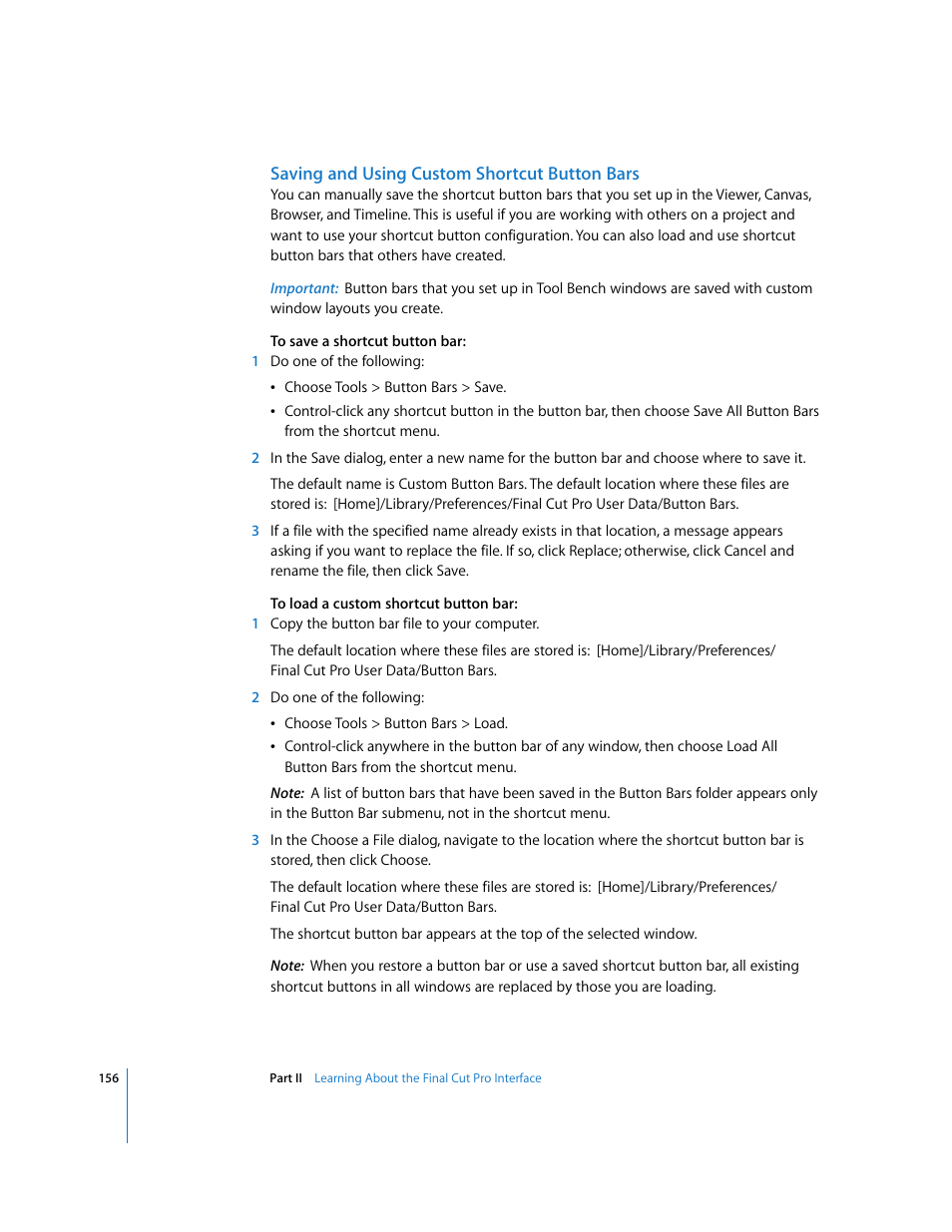 Saving and using custom shortcut button bars | Apple Final Cut Pro 5 User Manual | Page 157 / 1868