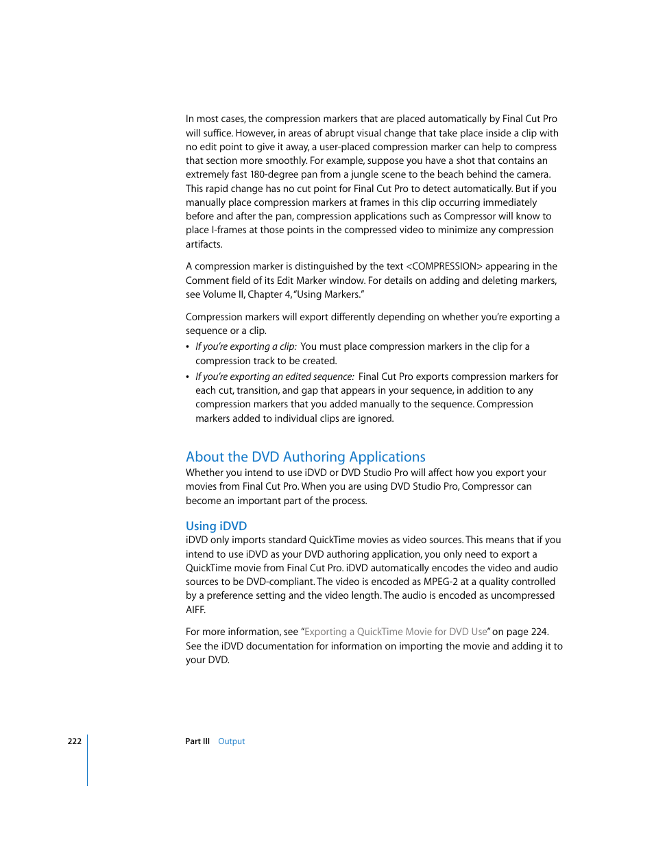 About the dvd authoring applications, Using idvd, P. 222) | Apple Final Cut Pro 5 User Manual | Page 1573 / 1868