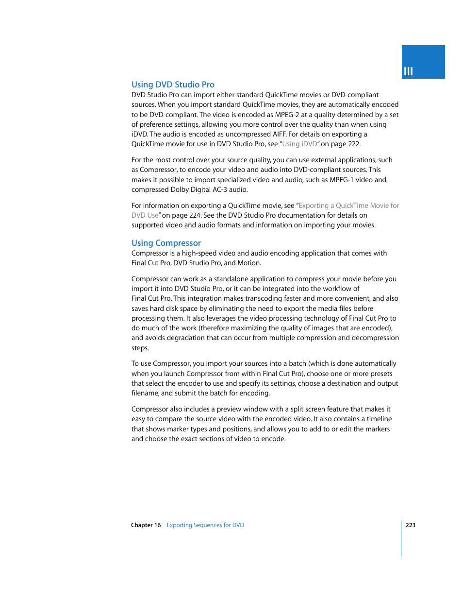 Using dvd studio pro, Using compressor | Apple Final Cut Pro 5 User Manual | Page 1574 / 1868