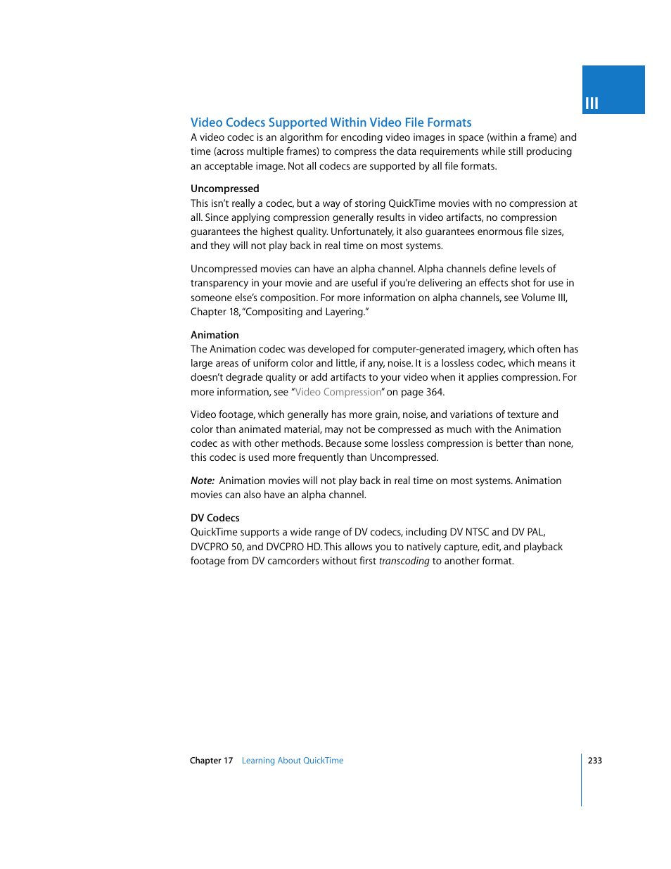 Video codecs supported within video file formats | Apple Final Cut Pro 5 User Manual | Page 1584 / 1868