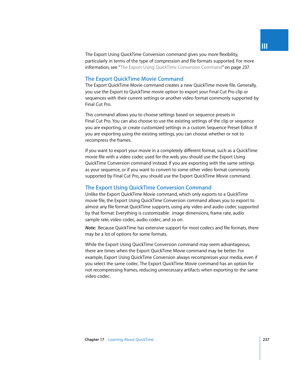 The export quicktime movie command, The export using quicktime conversion command, The export quicktime movie | Command | Apple Final Cut Pro 5 User Manual | Page 1588 / 1868