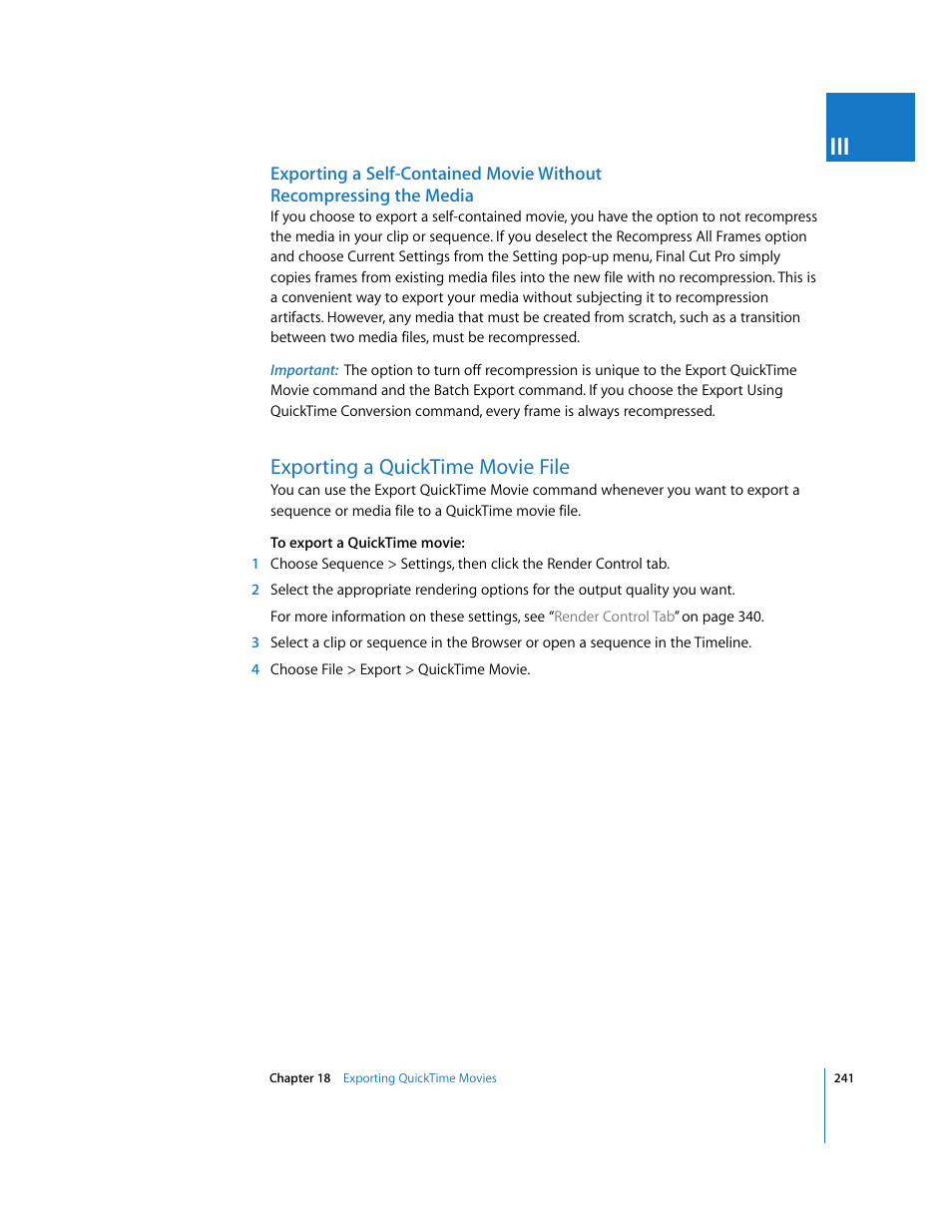 Exporting a quicktime movie file, P. 241) | Apple Final Cut Pro 5 User Manual | Page 1592 / 1868