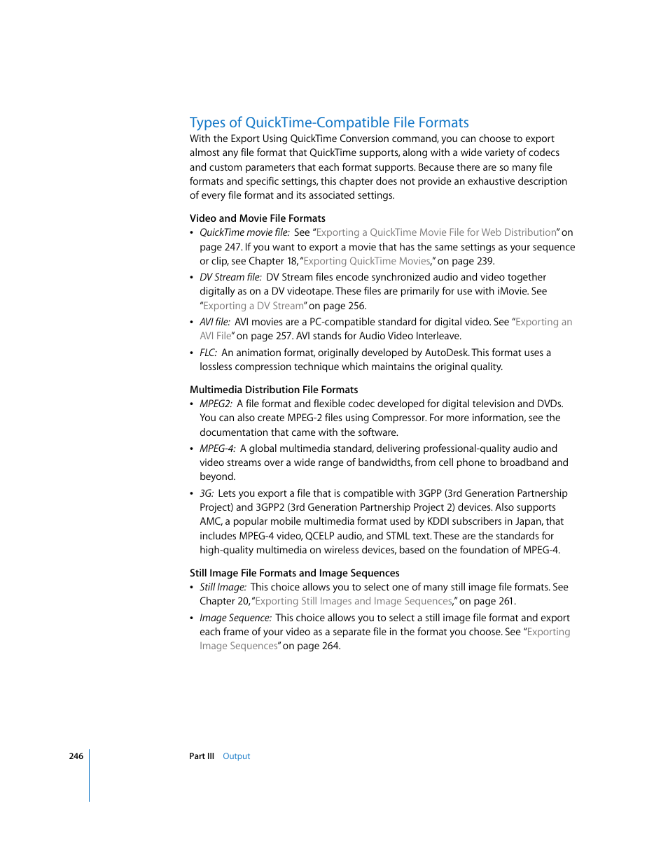Types of quicktime-compatible file formats, P. 246) | Apple Final Cut Pro 5 User Manual | Page 1597 / 1868