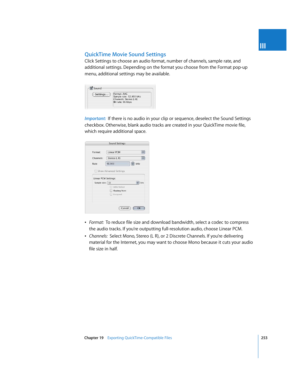 Quicktime movie sound settings | Apple Final Cut Pro 5 User Manual | Page 1604 / 1868