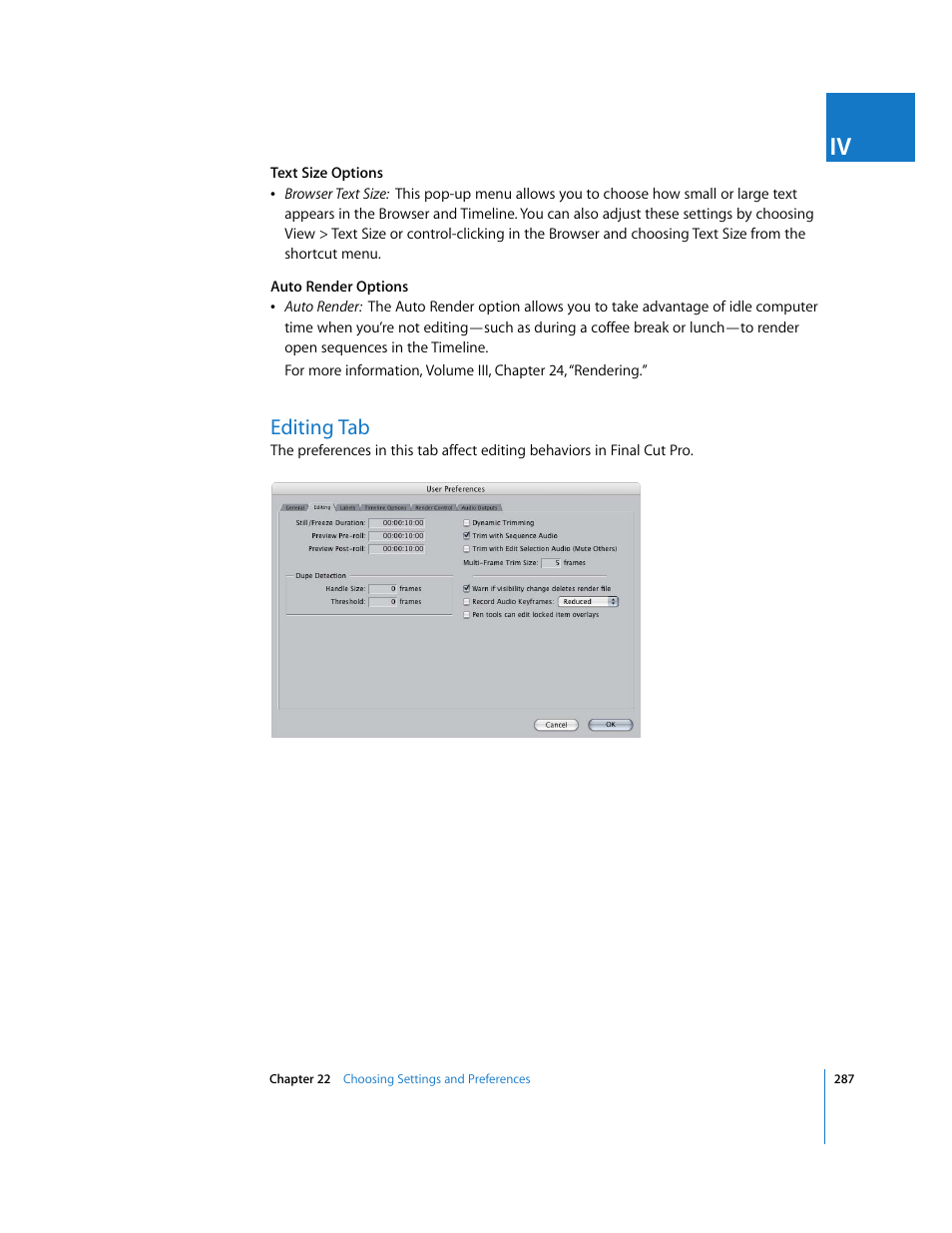 Editing tab, P. 287) | Apple Final Cut Pro 5 User Manual | Page 1638 / 1868