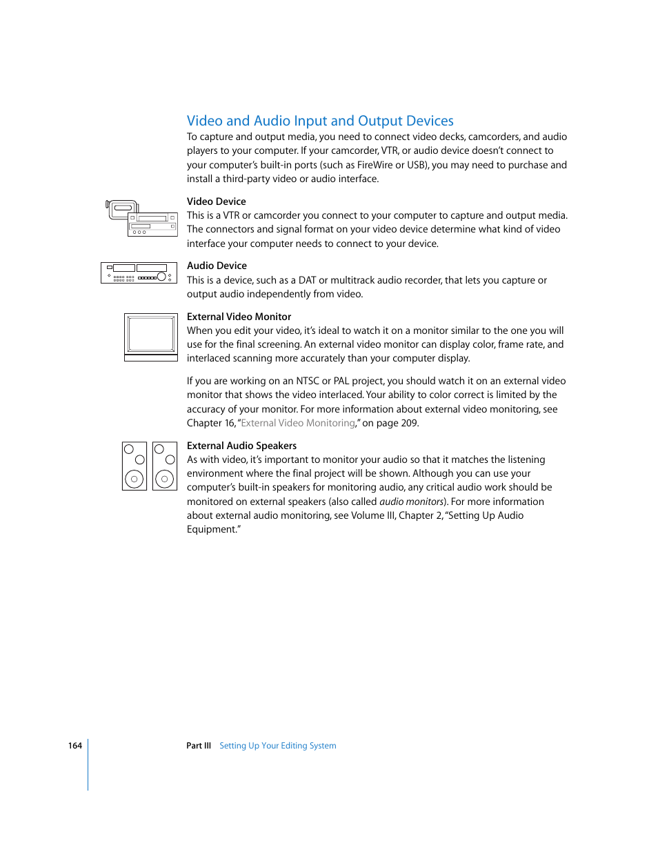Video and audio input and output devices, P. 164) | Apple Final Cut Pro 5 User Manual | Page 165 / 1868