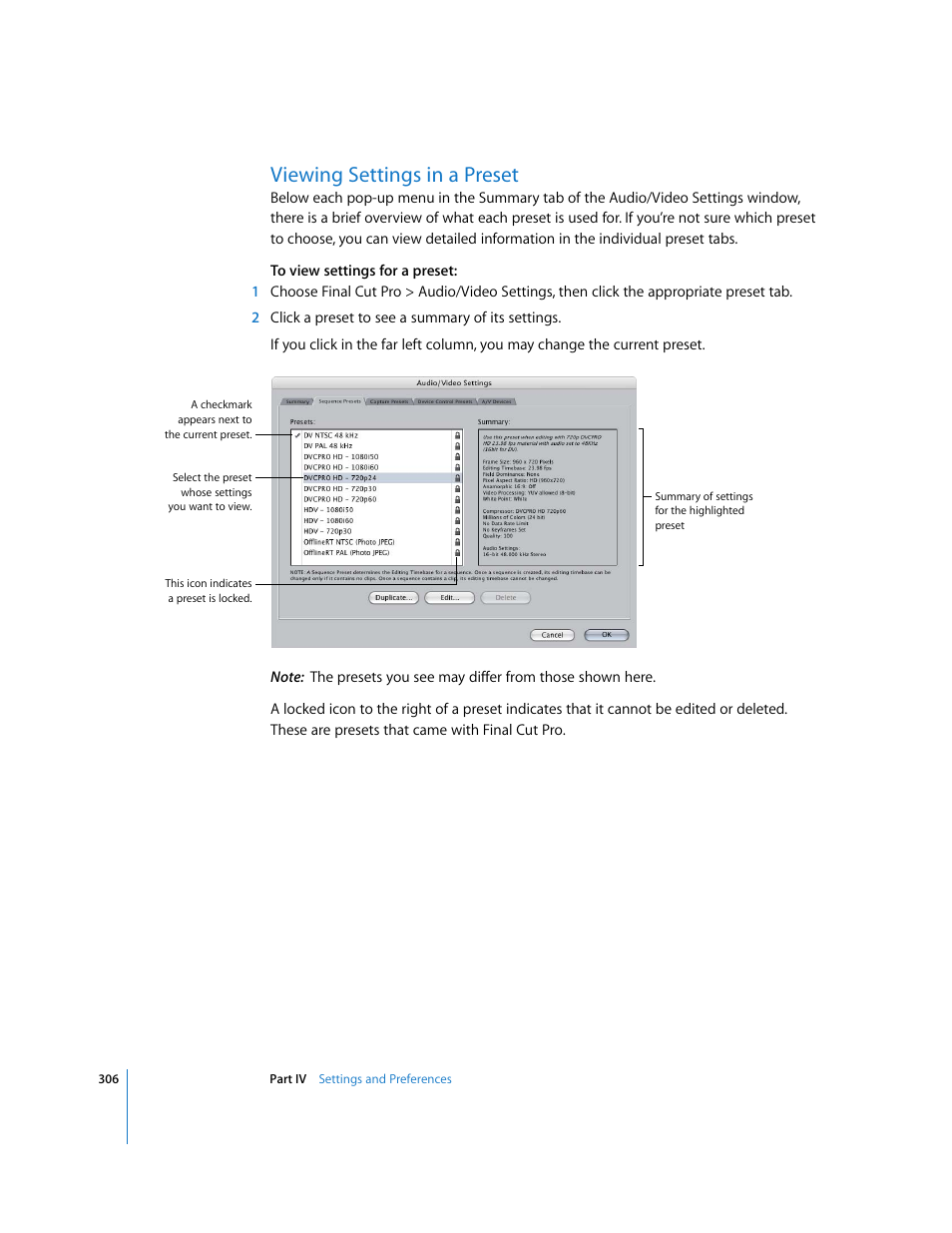 Viewing settings in a preset | Apple Final Cut Pro 5 User Manual | Page 1657 / 1868