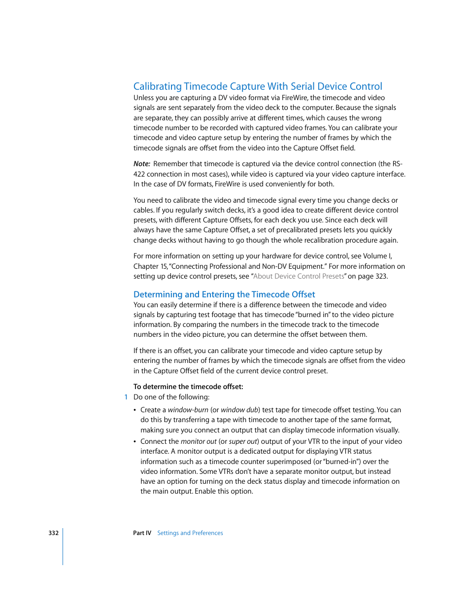 Determining and entering the timecode offset, Calibrating timecode, Capture with serial device control | Apple Final Cut Pro 5 User Manual | Page 1683 / 1868