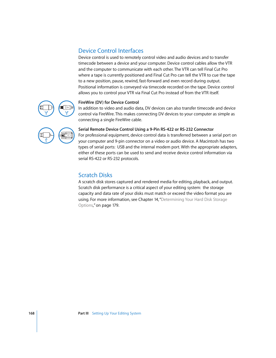 Device control interfaces, Scratch disks, P. 168) | Apple Final Cut Pro 5 User Manual | Page 169 / 1868