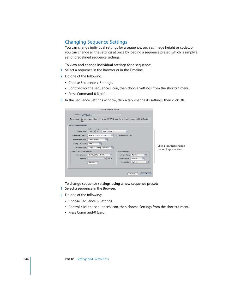 Changing sequence settings, P. 344) | Apple Final Cut Pro 5 User Manual | Page 1695 / 1868