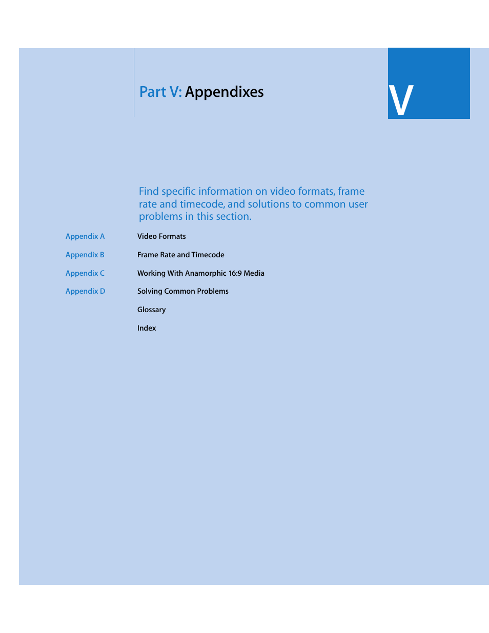 Part v: appendixes, Part v, Appendixes | Apple Final Cut Pro 5 User Manual | Page 1698 / 1868