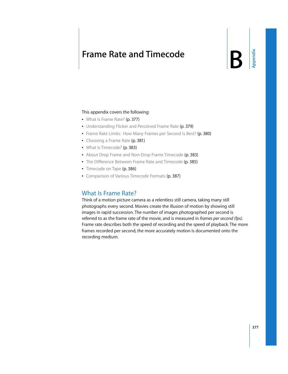 Frame rate and timecode, What is frame rate, Appendix b | Apple Final Cut Pro 5 User Manual | Page 1728 / 1868