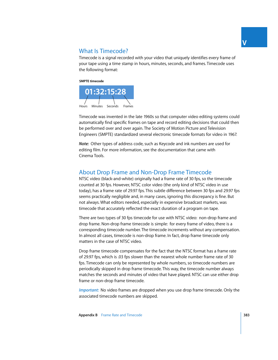 What is timecode, About drop frame and non-drop frame timecode, P. 383) | Apple Final Cut Pro 5 User Manual | Page 1734 / 1868