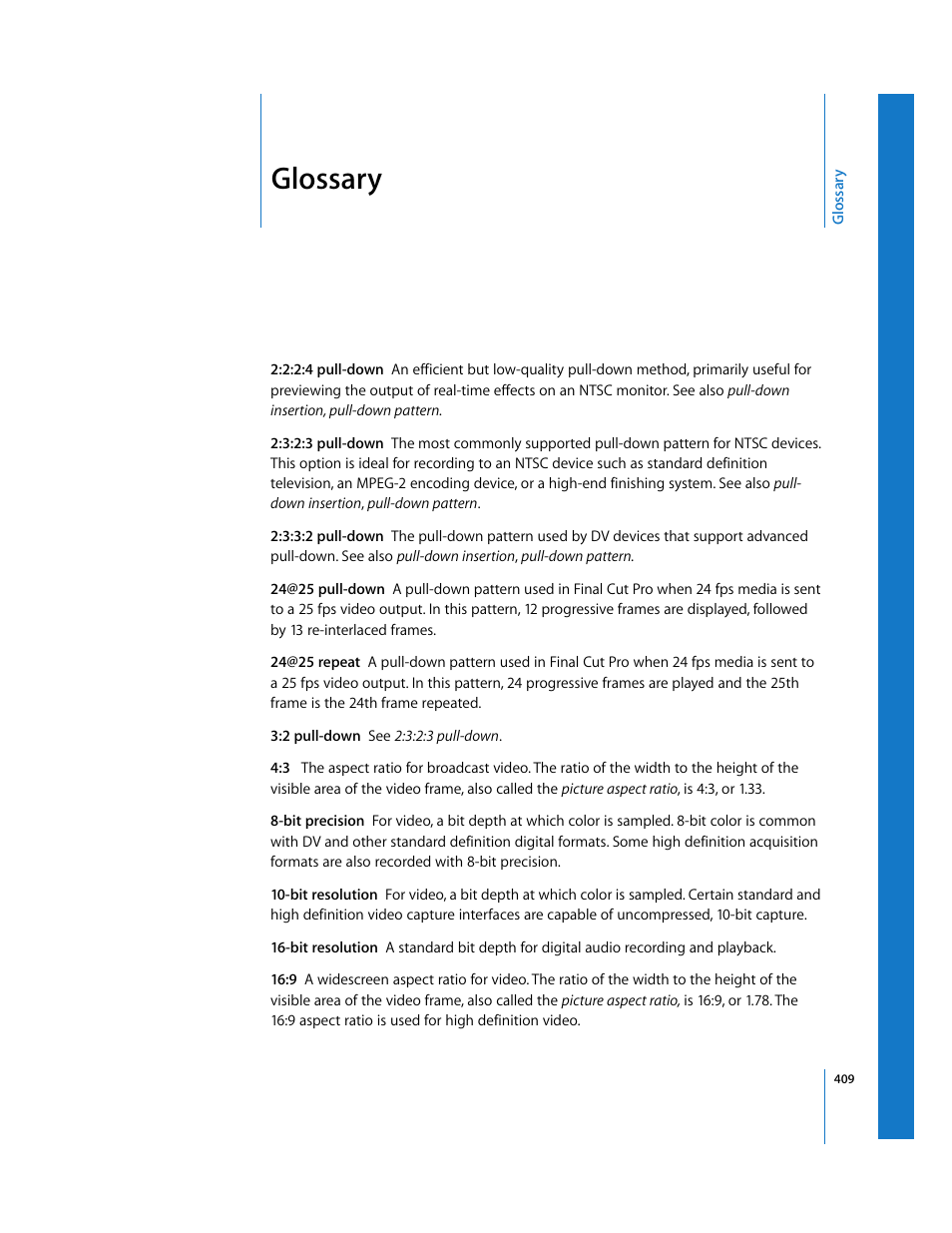 Glossary | Apple Final Cut Pro 5 User Manual | Page 1760 / 1868
