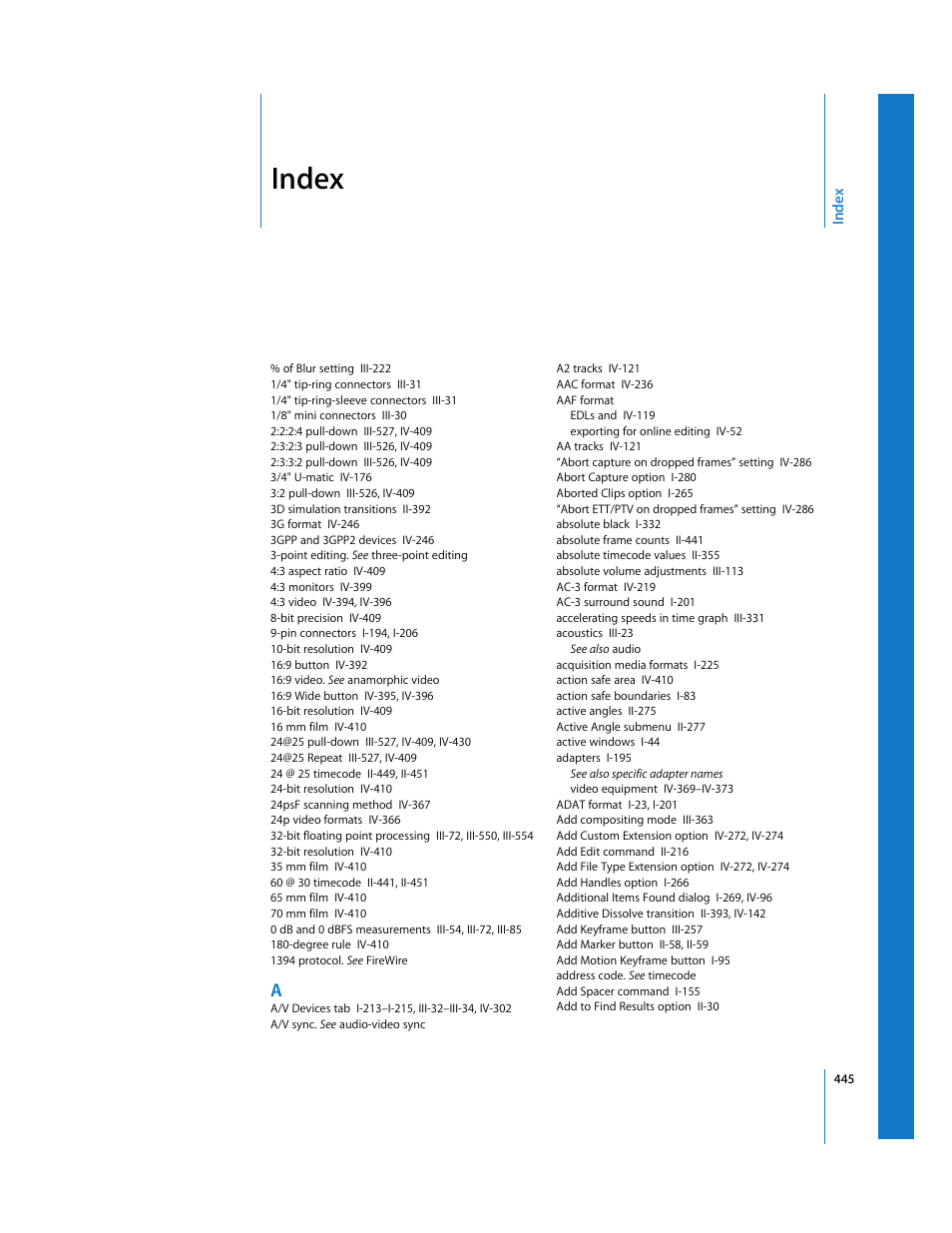 Index | Apple Final Cut Pro 5 User Manual | Page 1796 / 1868