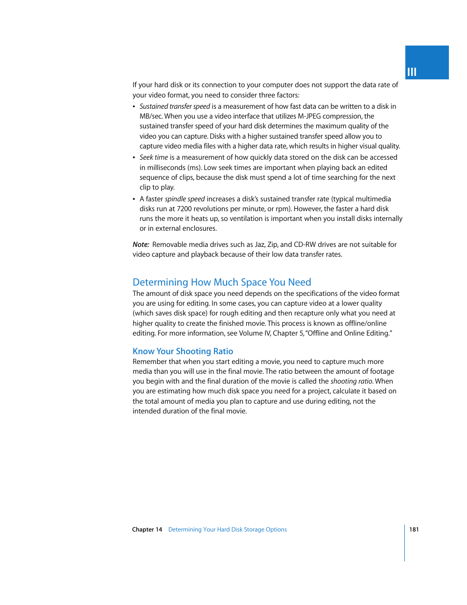 Determining how much space you need, Know your shooting ratio, P. 181) | Apple Final Cut Pro 5 User Manual | Page 182 / 1868