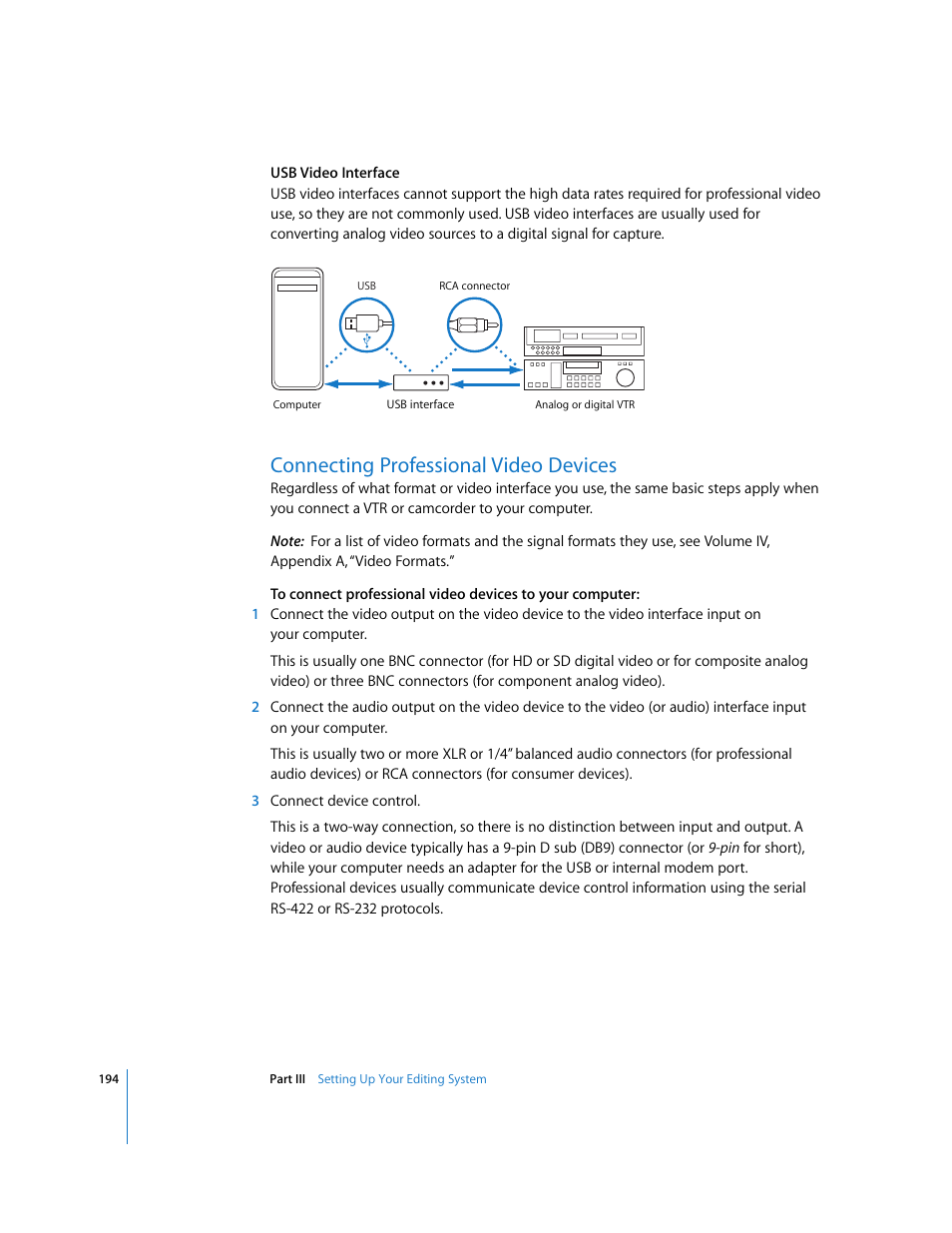 Connecting professional video devices, P. 194) | Apple Final Cut Pro 5 User Manual | Page 195 / 1868