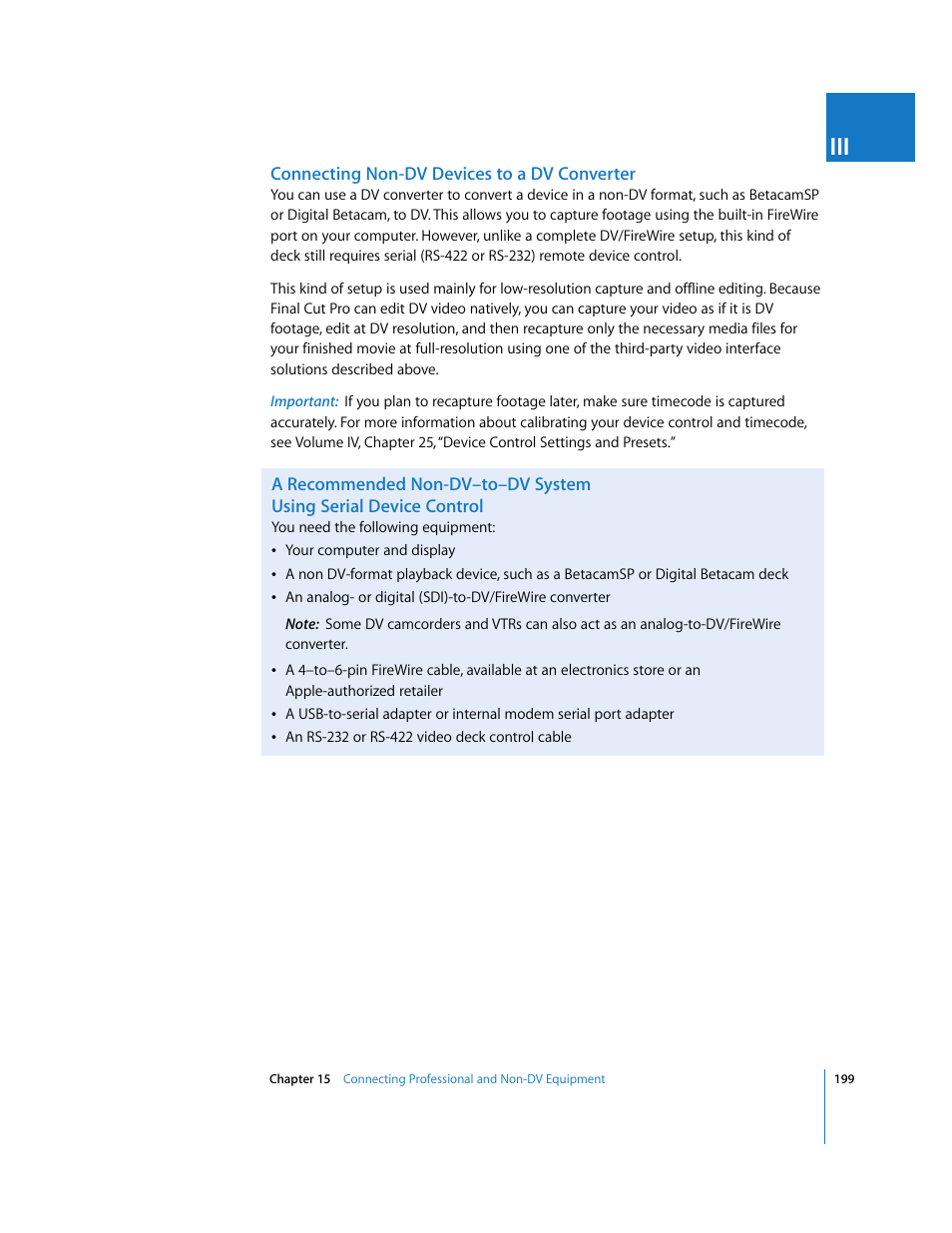 Connecting non-dv devices to a dv converter | Apple Final Cut Pro 5 User Manual | Page 200 / 1868