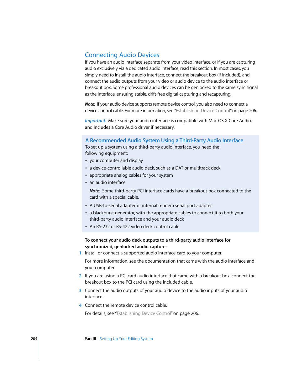 Connecting audio devices, P. 204) | Apple Final Cut Pro 5 User Manual | Page 205 / 1868