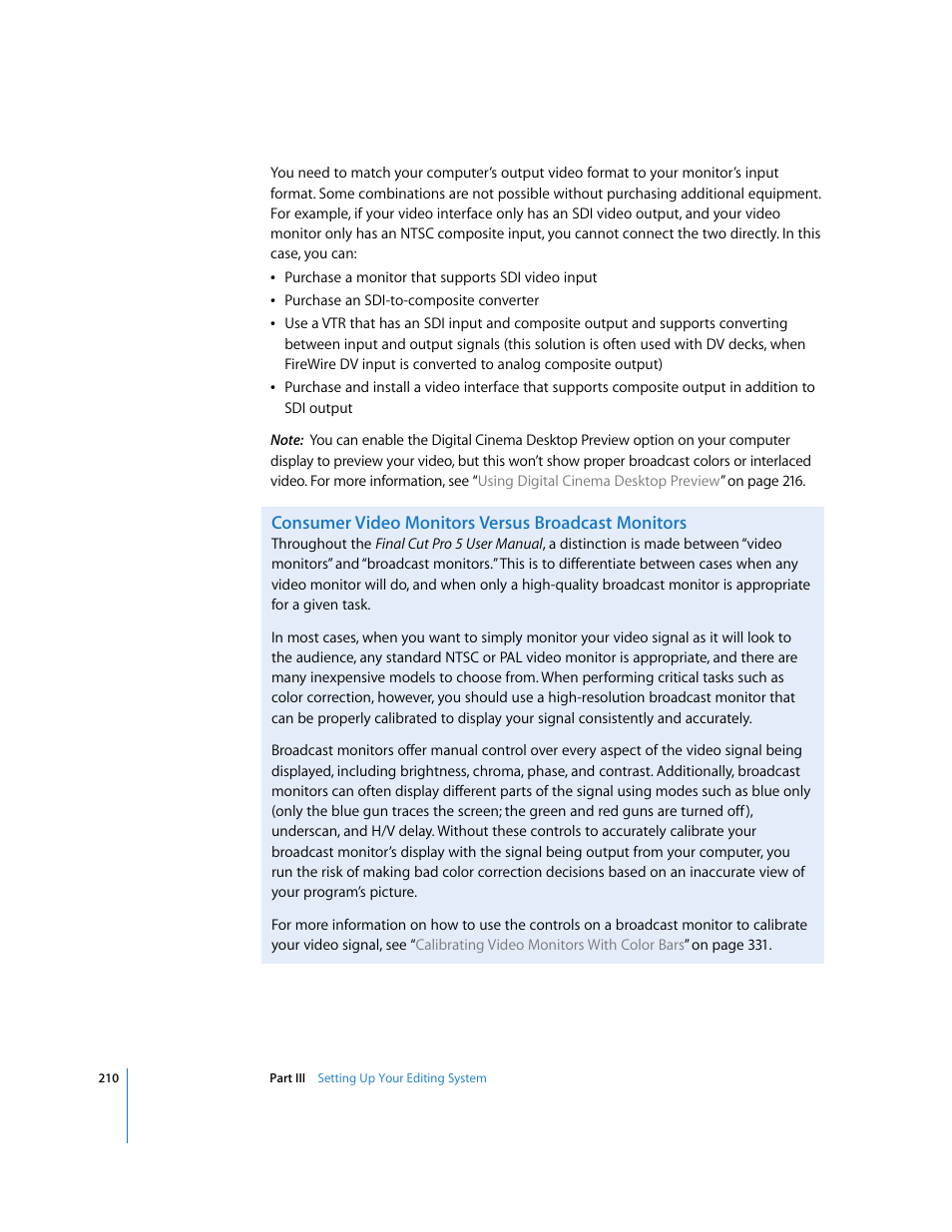 Consumer video monitors versus broadcast monitors | Apple Final Cut Pro 5 User Manual | Page 211 / 1868