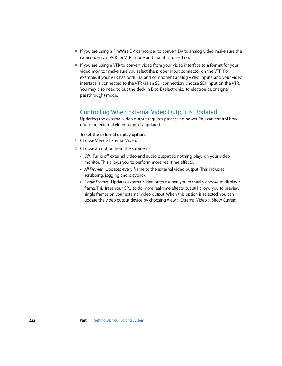 Controlling when external video output is updated, P. 222) | Apple Final Cut Pro 5 User Manual | Page 223 / 1868
