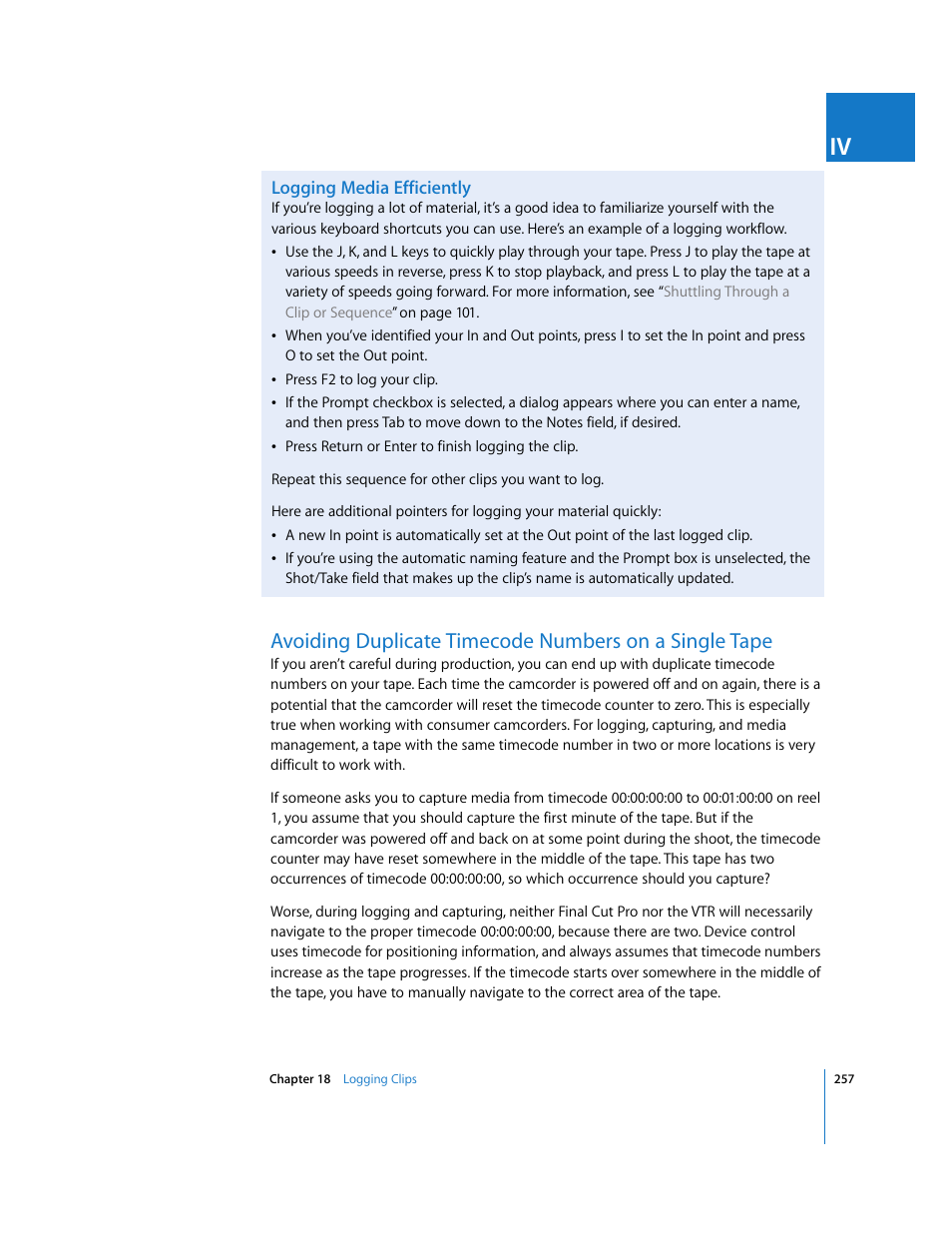 Logging media efficiently, P. 257) | Apple Final Cut Pro 5 User Manual | Page 258 / 1868