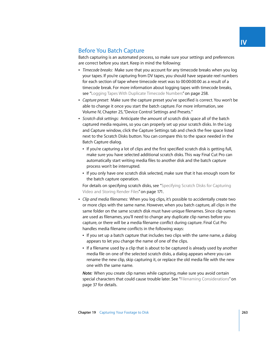 Before you batch capture | Apple Final Cut Pro 5 User Manual | Page 264 / 1868