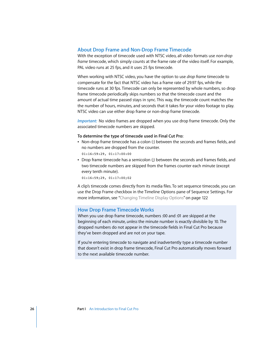 About drop frame and non-drop frame timecode, How drop frame timecode works | Apple Final Cut Pro 5 User Manual | Page 27 / 1868