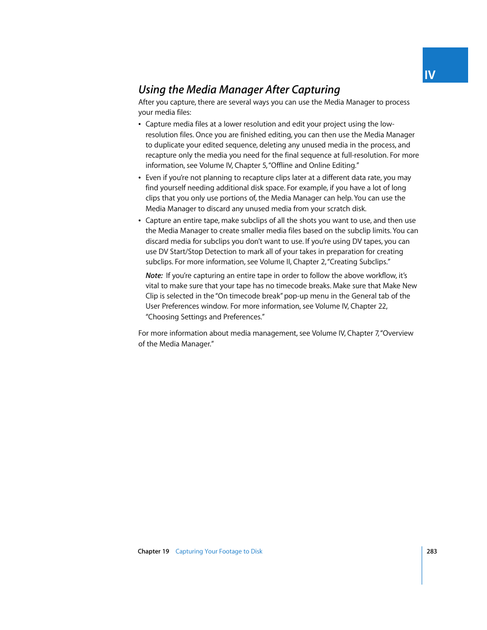 Using the media manager after capturing, P. 283) | Apple Final Cut Pro 5 User Manual | Page 284 / 1868