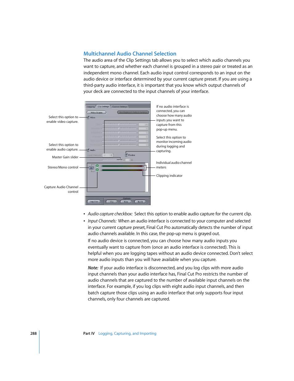 Multichannel audio channel selection | Apple Final Cut Pro 5 User Manual | Page 289 / 1868