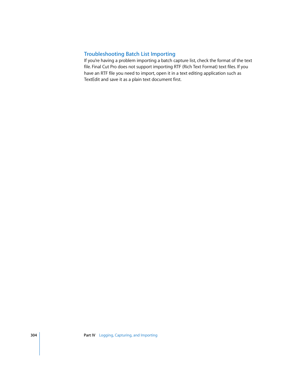 Troubleshooting batch list importing | Apple Final Cut Pro 5 User Manual | Page 305 / 1868