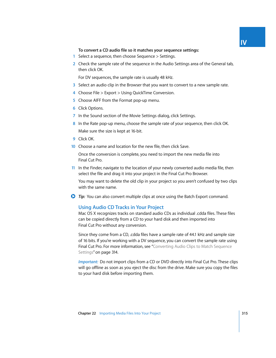 Using audio cd tracks in your project | Apple Final Cut Pro 5 User Manual | Page 316 / 1868