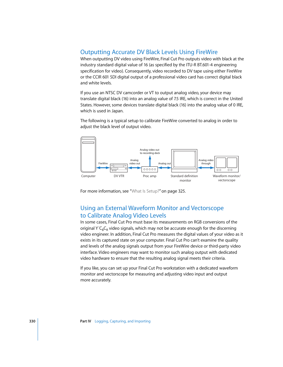 Outputting accurate dv black levels using firewire, P. 330) | Apple Final Cut Pro 5 User Manual | Page 331 / 1868