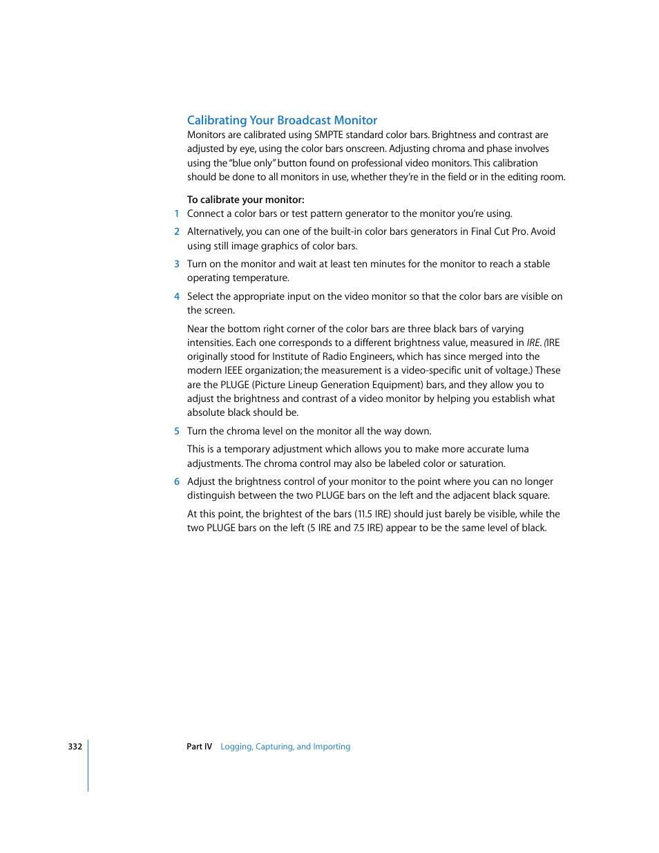 Calibrating your broadcast monitor | Apple Final Cut Pro 5 User Manual | Page 333 / 1868