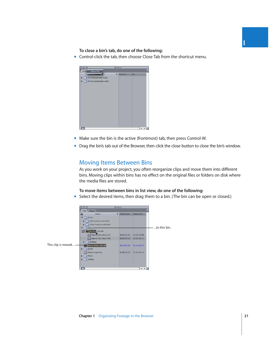 Moving items between bins | Apple Final Cut Pro 5 User Manual | Page 356 / 1868