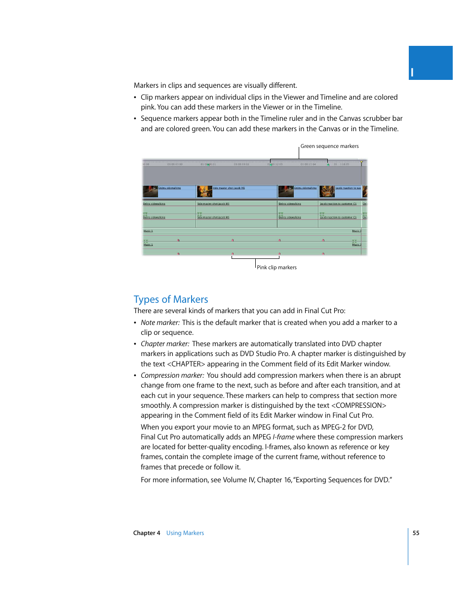 Types of markers | Apple Final Cut Pro 5 User Manual | Page 390 / 1868