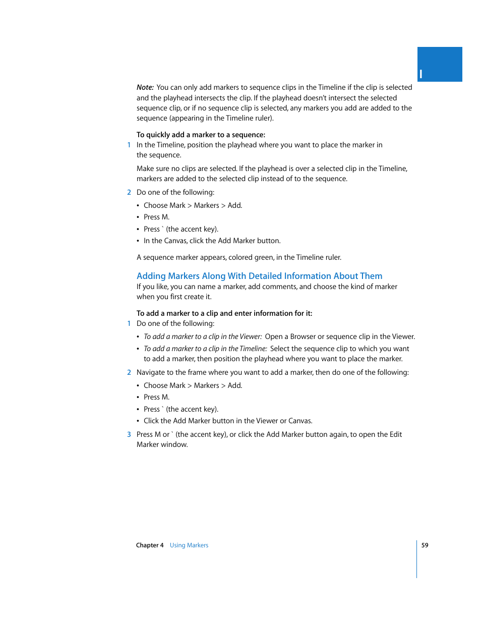 Adding markers along with detailed, Information about them | Apple Final Cut Pro 5 User Manual | Page 394 / 1868