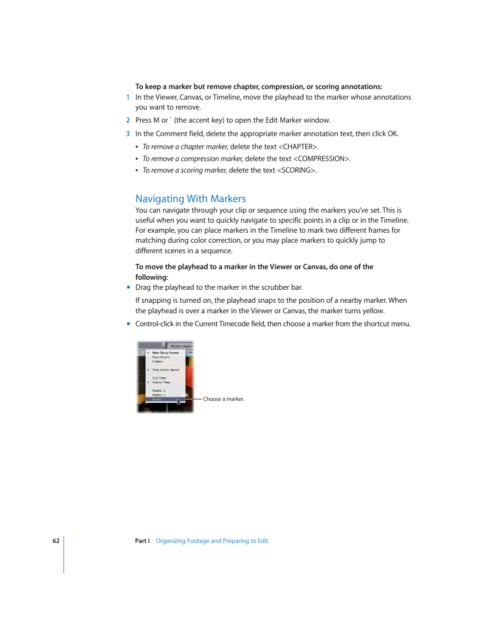 Navigating with markers | Apple Final Cut Pro 5 User Manual | Page 397 / 1868