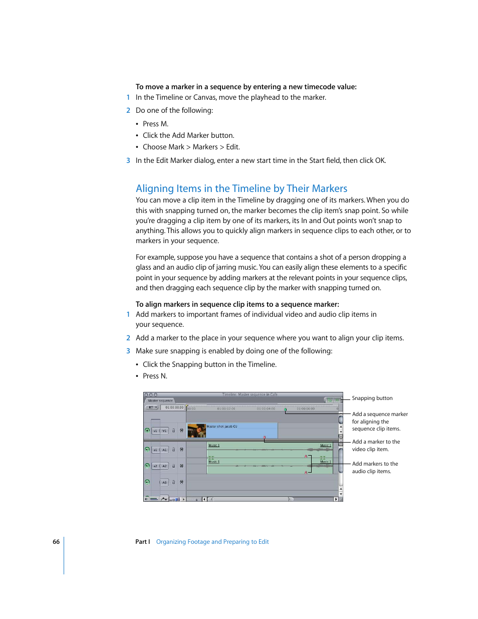 Aligning items in the timeline by their markers | Apple Final Cut Pro 5 User Manual | Page 401 / 1868
