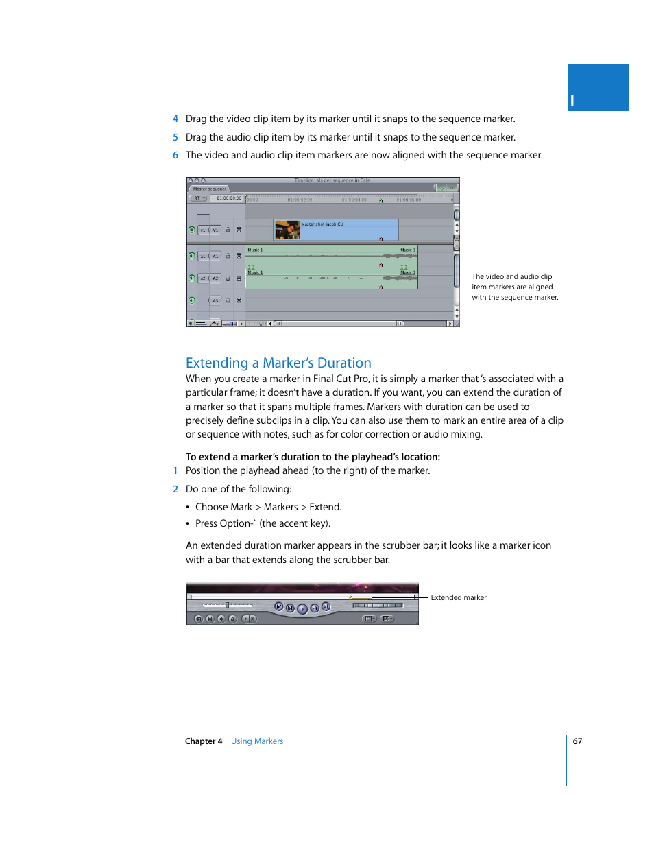 Extending a marker’s duration, Extending a marker’s, Duration | Apple Final Cut Pro 5 User Manual | Page 402 / 1868