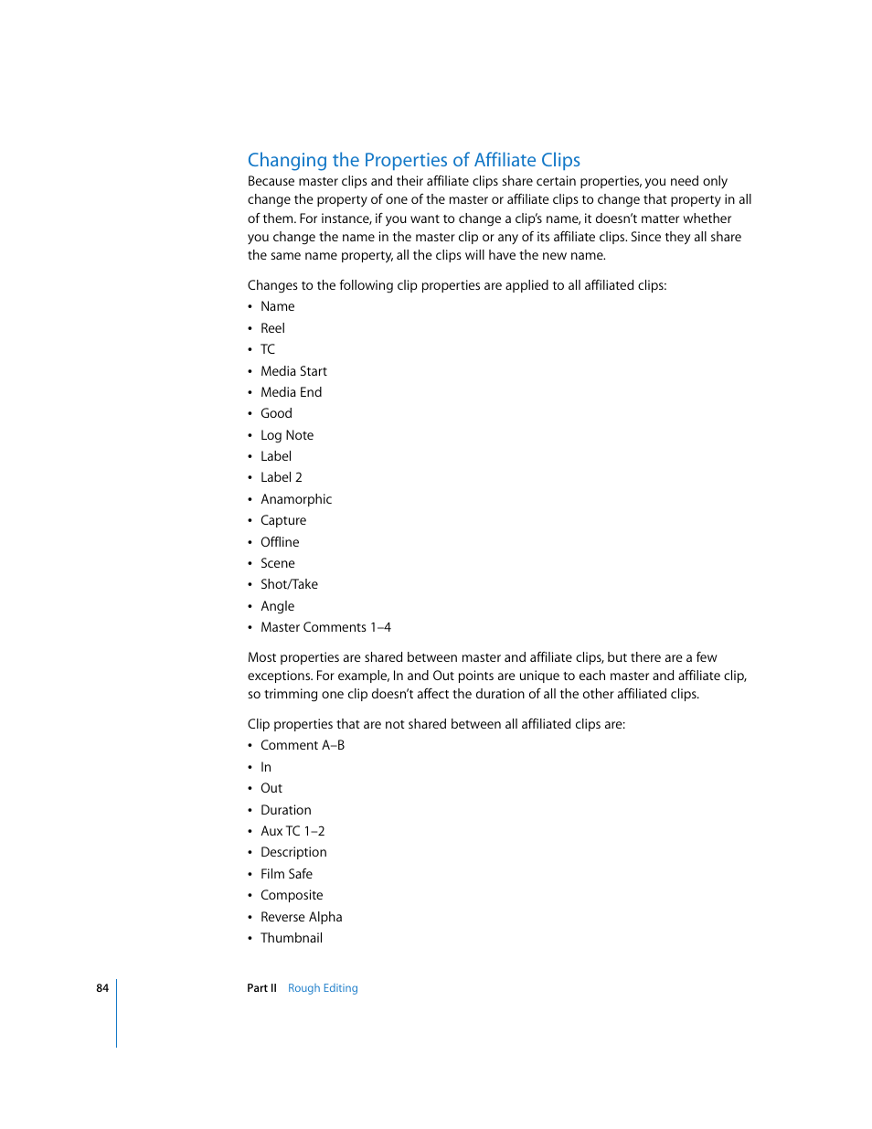 Changing the properties of affiliate clips | Apple Final Cut Pro 5 User Manual | Page 419 / 1868