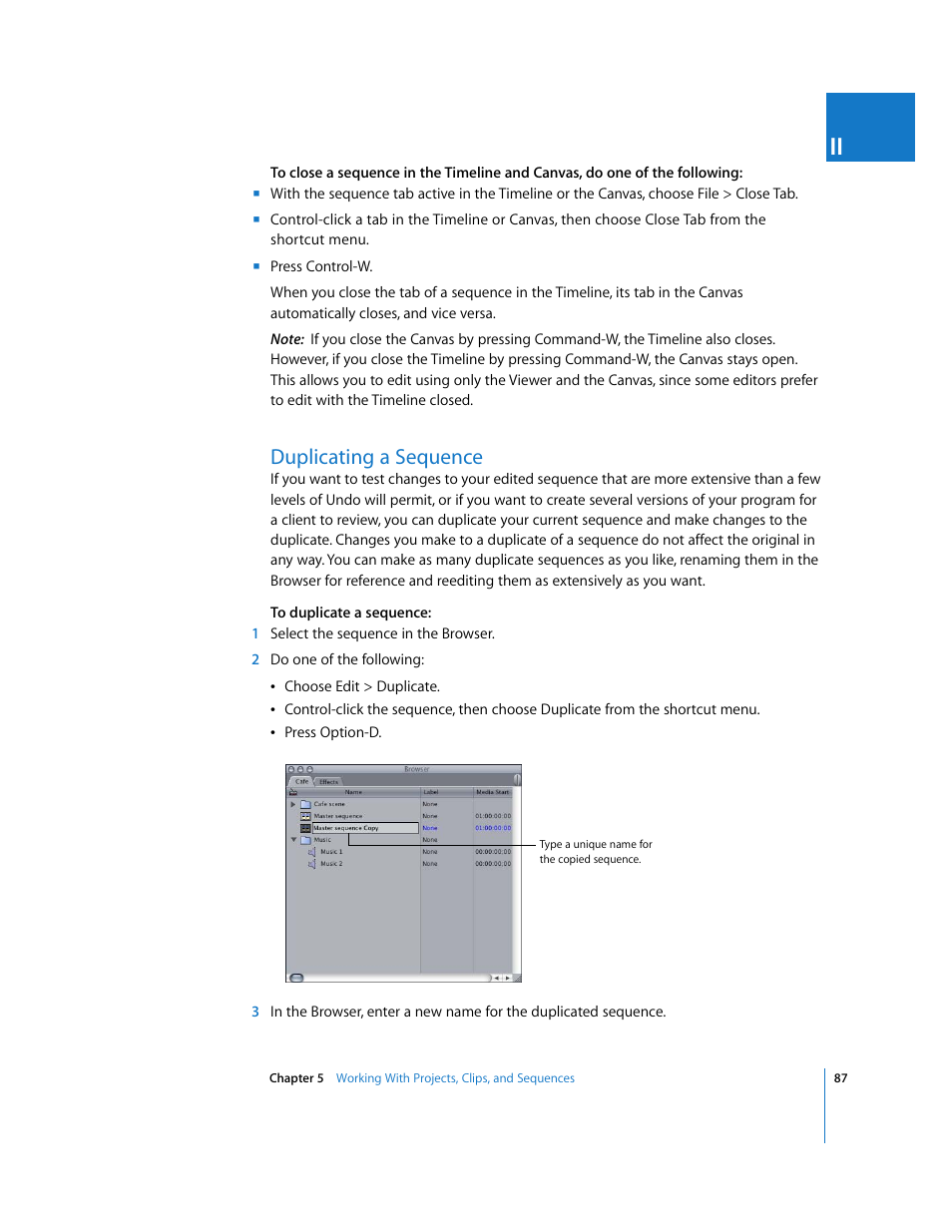 Duplicating a sequence | Apple Final Cut Pro 5 User Manual | Page 422 / 1868