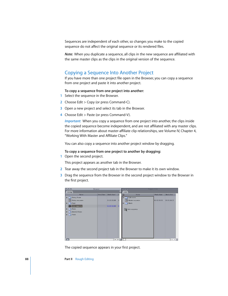 Copying a sequence into another project | Apple Final Cut Pro 5 User Manual | Page 423 / 1868