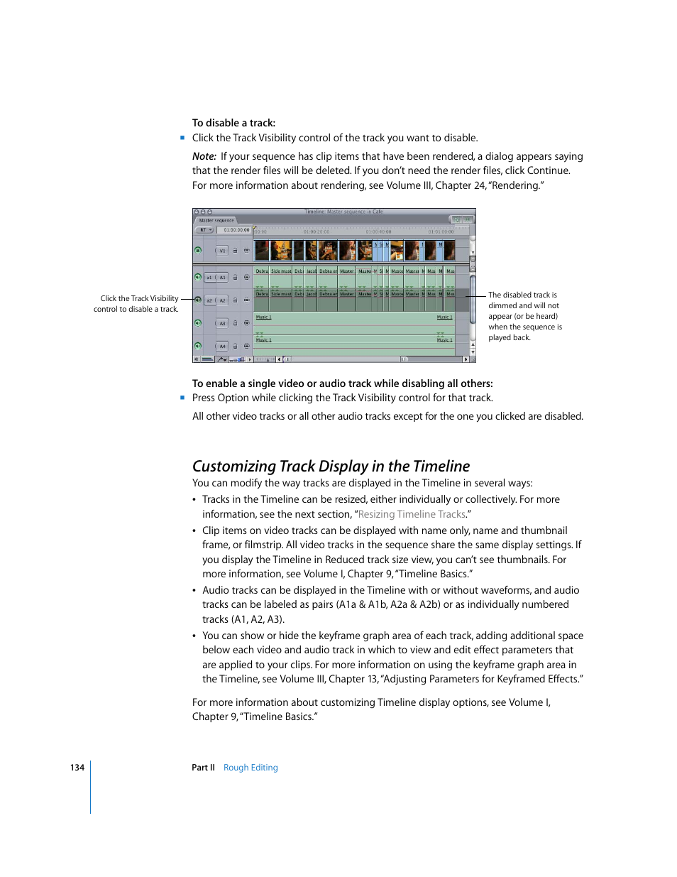 Customizing track display in the timeline, P. 134) | Apple Final Cut Pro 5 User Manual | Page 469 / 1868