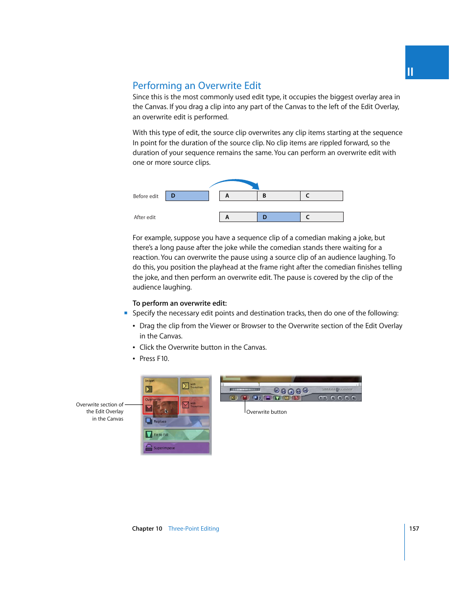 Performing an overwrite edit | Apple Final Cut Pro 5 User Manual | Page 492 / 1868