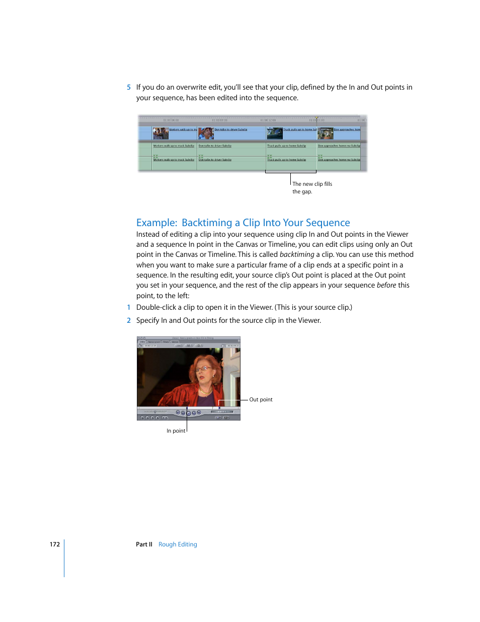 Example: backtiming a clip into your sequence | Apple Final Cut Pro 5 User Manual | Page 507 / 1868